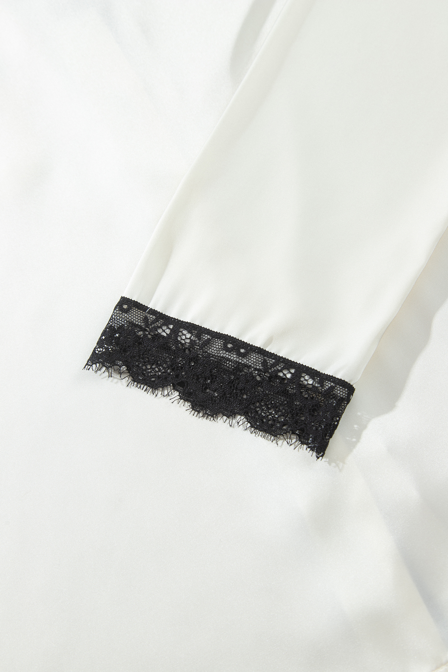 Chic White Lace Pajamas, Long Sleeve Button Front Sleepwear - Detail View 11