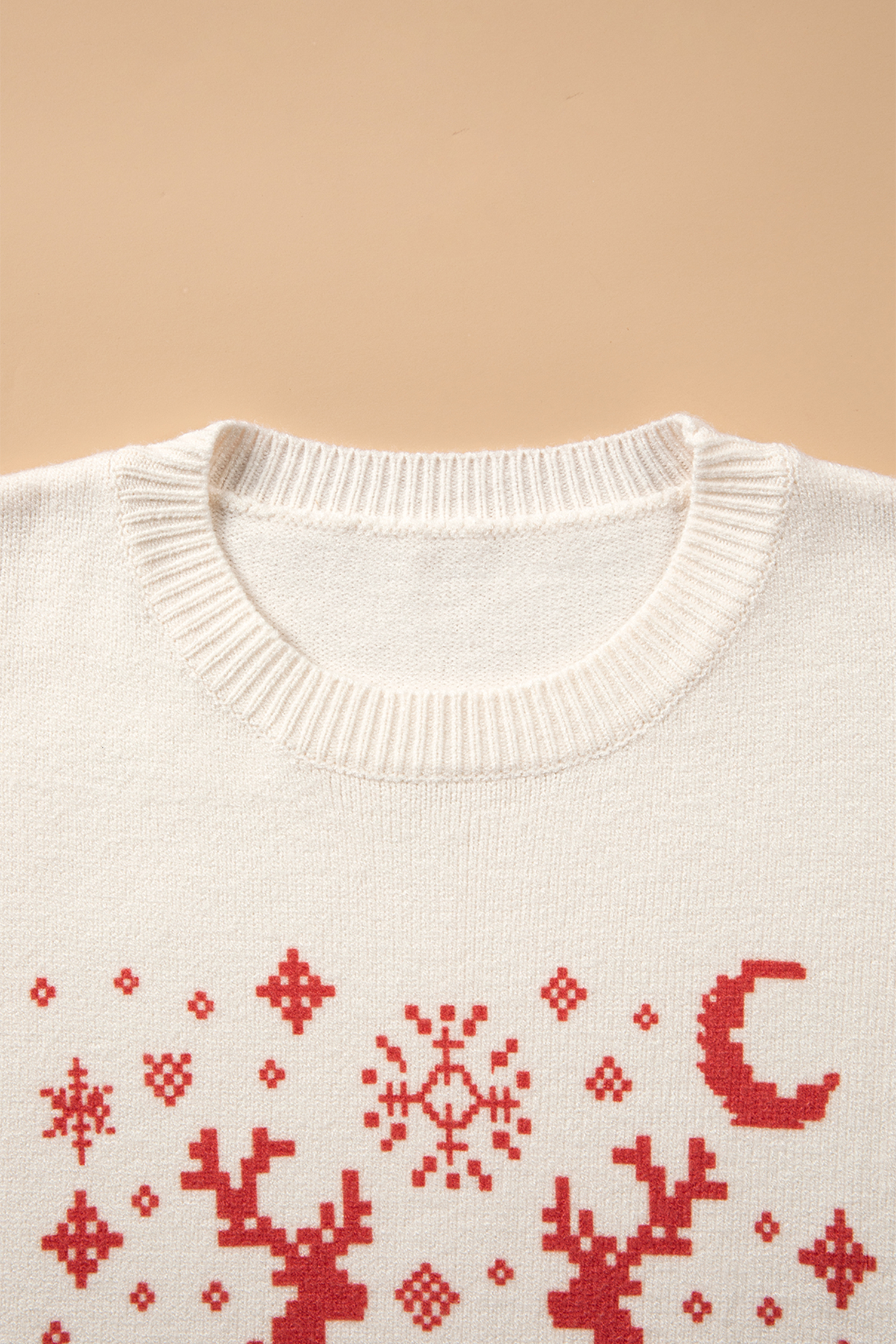 Women Pixel Reindeer Sweater, Festive Long Sleeve Knit - Detail View 14