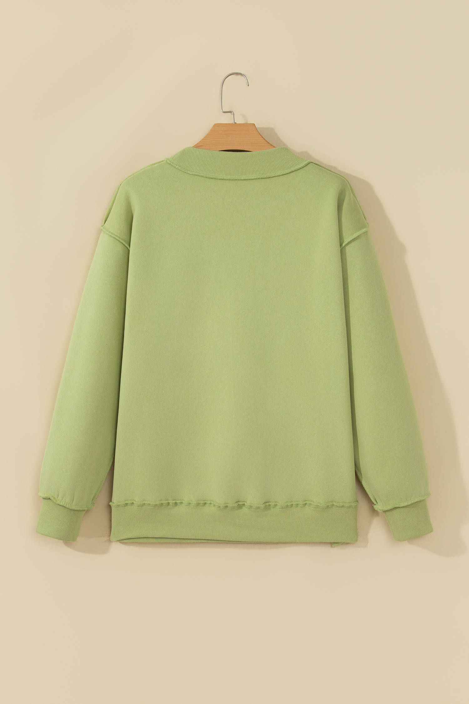 Women's Graphic Sweatshirt, Green Jesus Letter Patch Top - Detail View 5