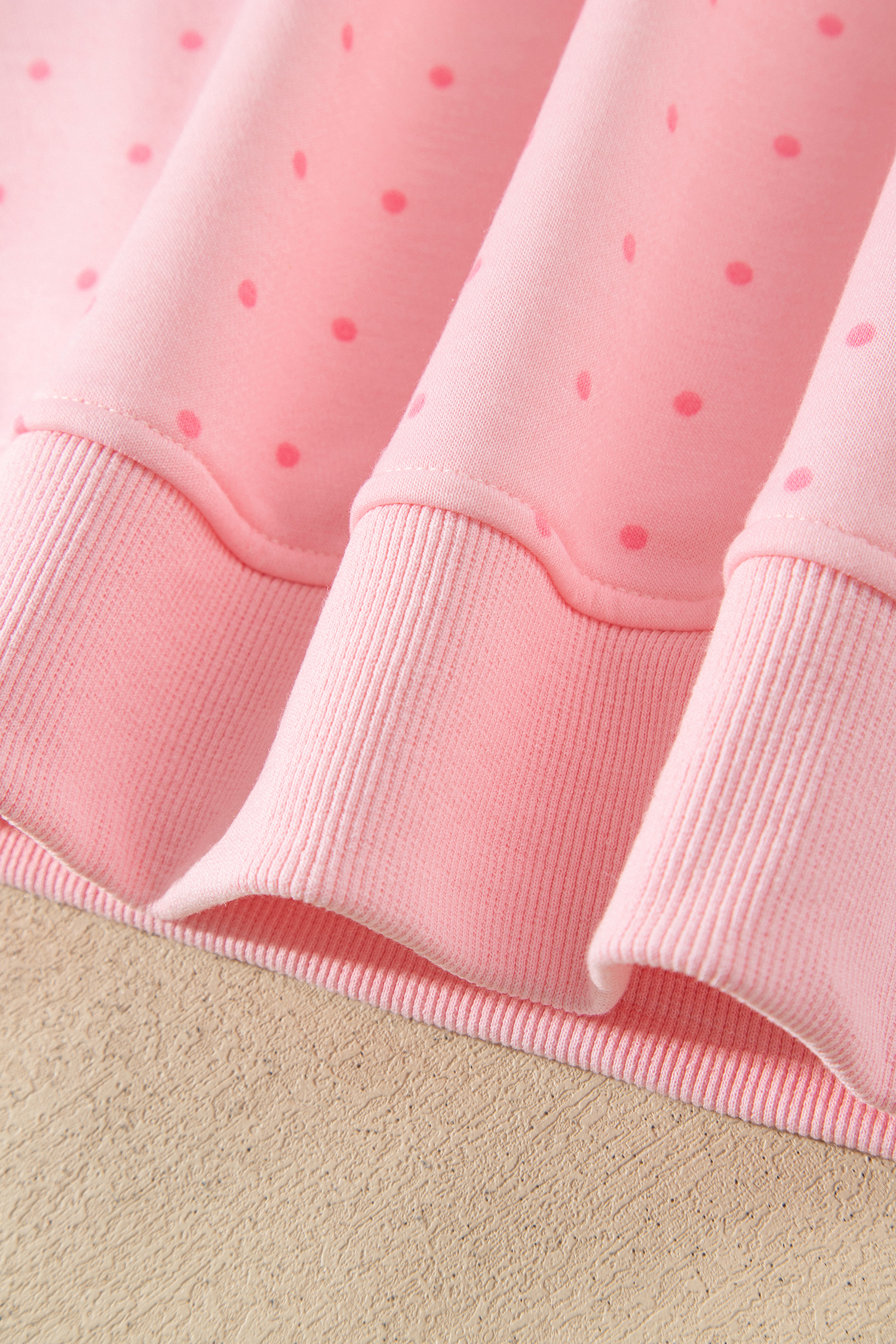 Pink Polka Dot Oversized Hoodie Set, Trendy Women Lounge - Detail View 14